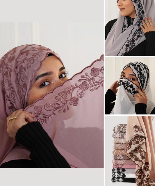 Hijab with Embroidery Lace ZAHRA