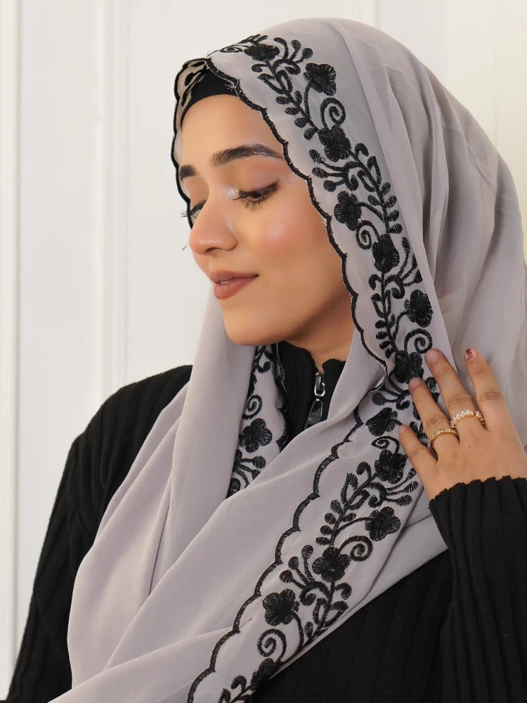 Hijab with Embroidery Lace ZAHRA